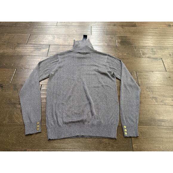 Joseph A Womens Silver Metallic Long Sleeve Turtleneck Sweater Size S NWT $55 - Picture 3 of 9